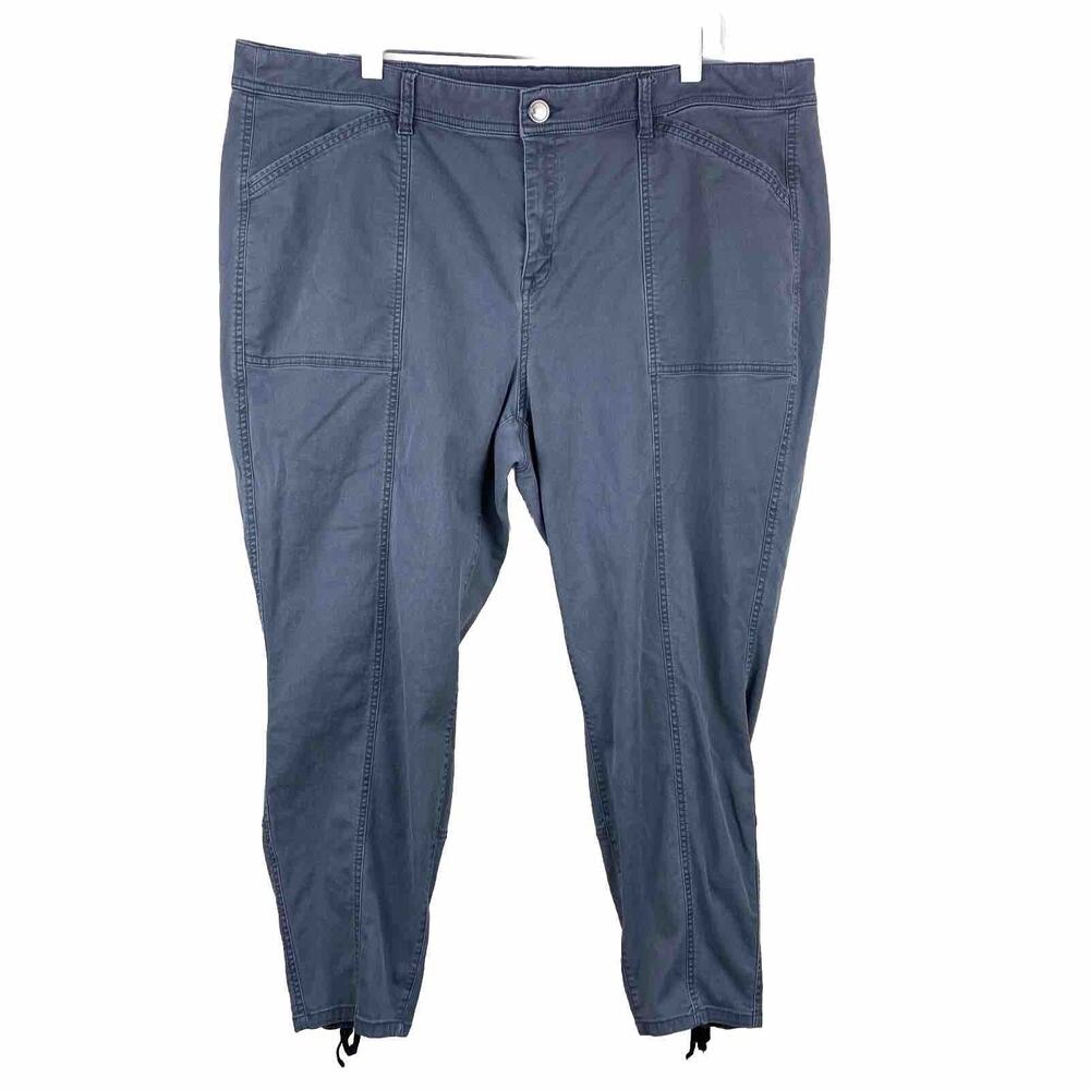 Lane Bryant Slim Chino Ankle Pants Lace Up Detail Womens Sz 22 Classic Casual